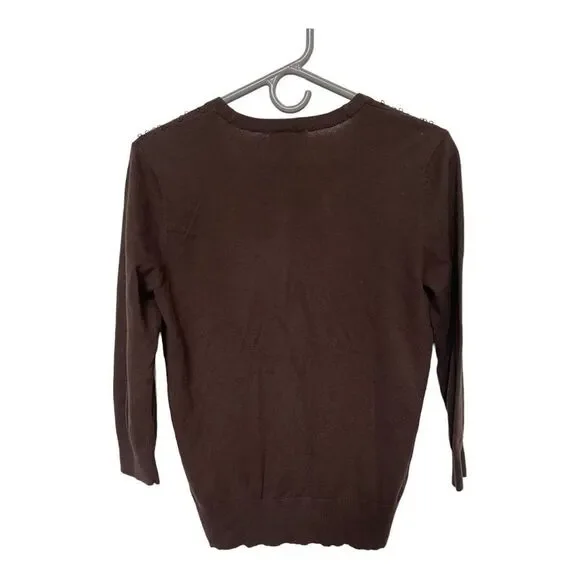 Ann Taylor LOFT Women’s Small Brown Sequined Cardigan - Picture 3 of 3